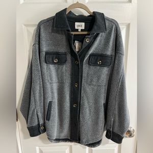 NWT BKE Reverse Fleece Gray Shacket Size Med.